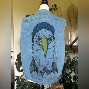 Eddie Bauer Denim Eagle Graphic Vest
